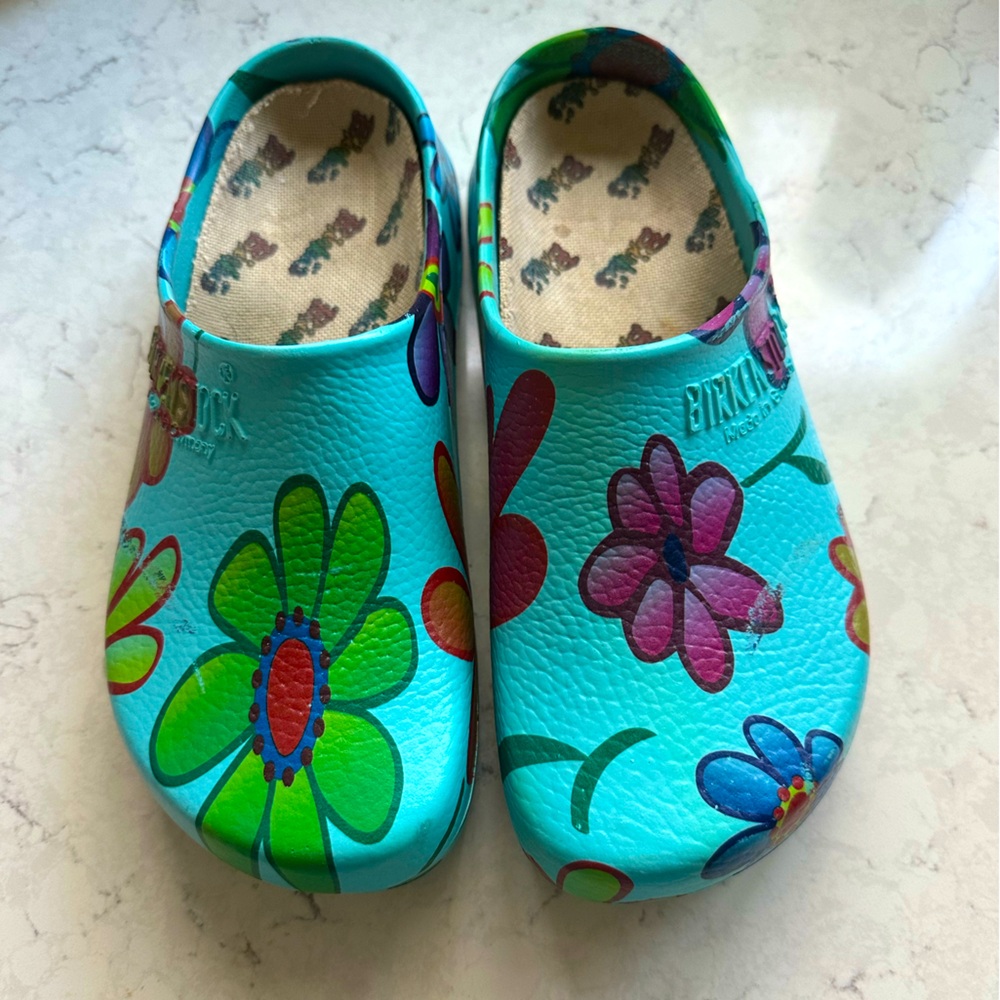 Birkenstock Super Birkis clog 39, 8.5 flower